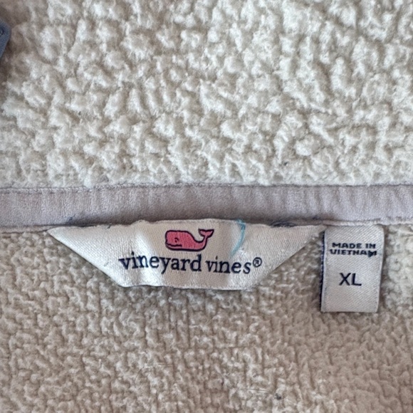 Vineyard Vines Light Gray Fleece Pullover with Blue Trim - Picture 4 of 6